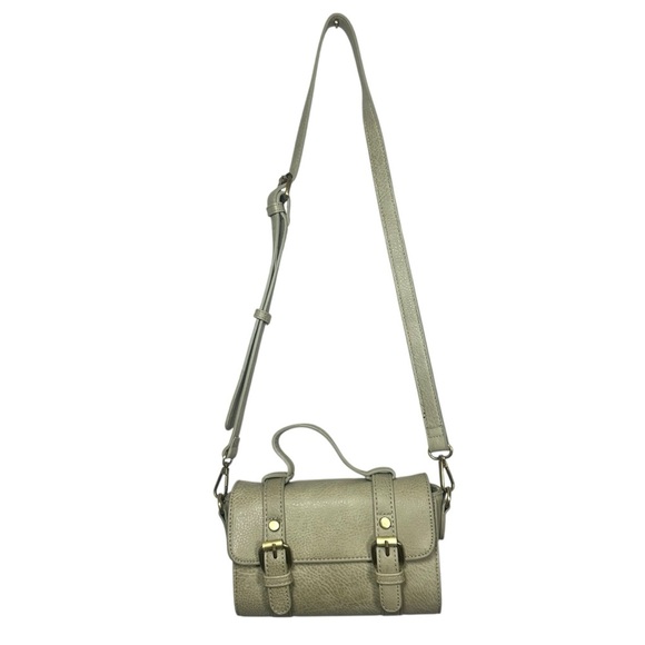 Anthropologie Aidy Crossbody Bag Small Buckle Flap Moss Green Gray Purse - Picture 5 of 12
